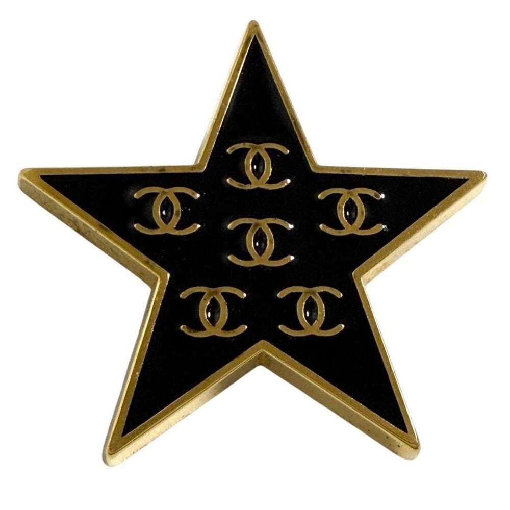 CHANEL Authentic Black Logo Brooch - Picture 6 of 10